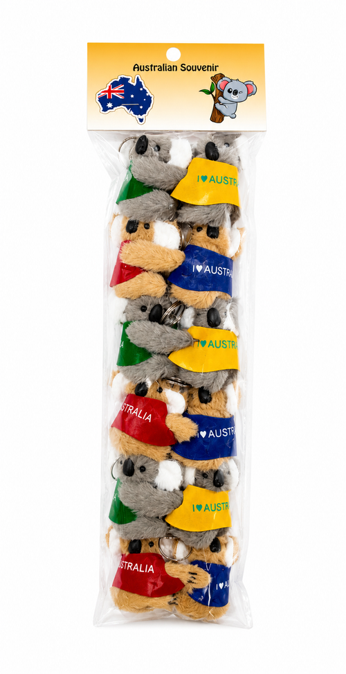 Koala with Jacket Clip-on Keyring 12 Pack